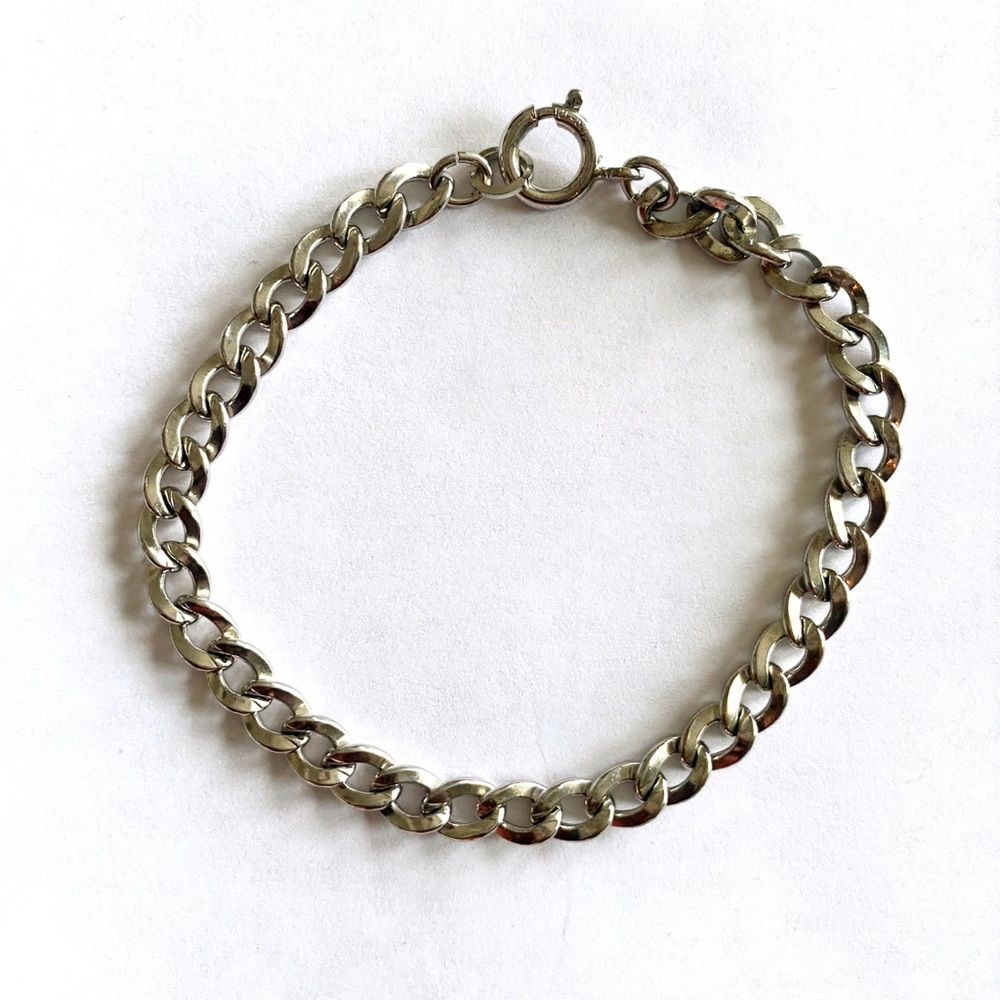 12K White Gold Filled Cuban Bracelet 7.5” Length
